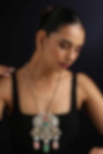 Gold Finish Multi-Colored Kundan Polki Long Pendant Necklace  by Swabhimann Jewellery at Pernia's Pop Up Shop