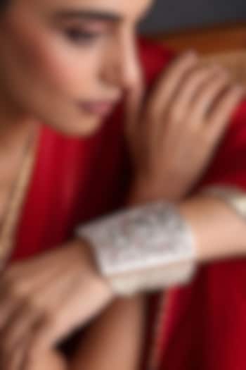 Gold Finish Multi-Colored Kundan Polki Handcrafted Jadau Bracelet by Swabhimann Jewellery at Pernia's Pop Up Shop