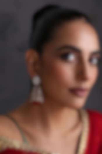 Gold Finish Kundan Polki & Ruby Stone Handcrafted Jhumka Earrings by Swabhimann Jewellery at Pernia's Pop Up Shop