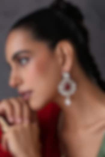 Gold Finish Kundan Polki & Ruby Stone Handcrafted Dangler Earrings by Swabhimann Jewellery at Pernia's Pop Up Shop