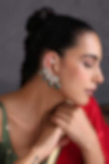Gold Finish Kundan Polki & Emerald Stone Handcrafted Earcuffs by Swabhimann Jewellery at Pernia's Pop Up Shop