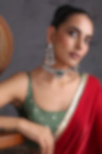 Gold Finish Kundan Polki & Emerald Stone Handcrafted Choker Necklace Set by Swabhimann Jewellery at Pernia's Pop Up Shop