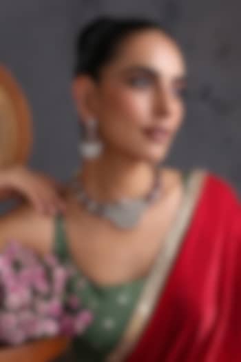 Gold Finish Kundan Polki & Ruby Stone Handcrafted Hasli Necklace Set by Swabhimann Jewellery at Pernia's Pop Up Shop