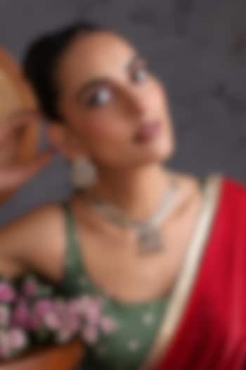 Gold Finish Mint Kundan Polki Handcrafted Necklace Set by Swabhimann Jewellery at Pernia's Pop Up Shop