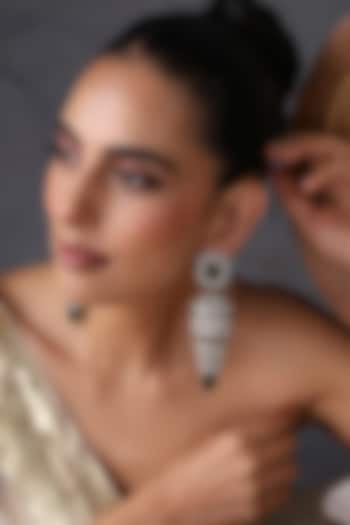 Gold Finish Kundan Polki & Emerald Stone Handcrafted Jhumka Earrings by Swabhimann Jewellery at Pernia's Pop Up Shop