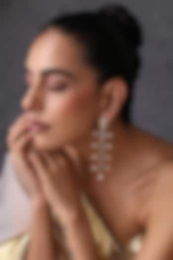 Gold Finish Blue Kundan Polki Handcrafted Dangler Earrings by Swabhimann Jewellery at Pernia's Pop Up Shop