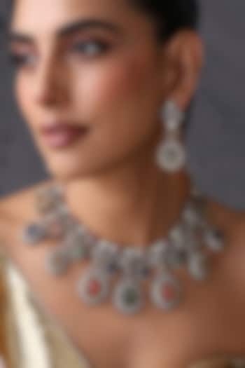Gold Finish Multi-Colored Kundan Polki Handcrafted Necklace Set by Swabhimann Jewellery at Pernia's Pop Up Shop