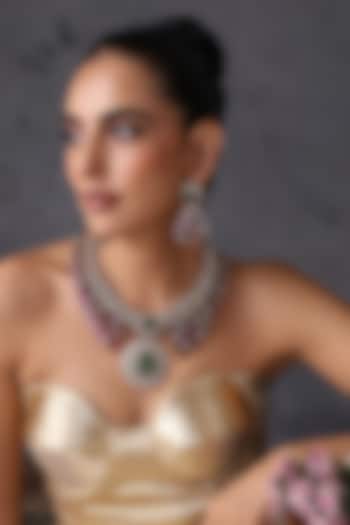 Gold Finish Kundan Polki & Ruby Stone Handcrafted Necklace Set by Swabhimann Jewellery at Pernia's Pop Up Shop
