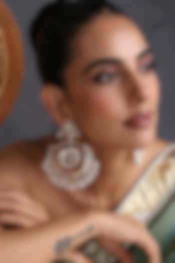 Gold Finish Kundan Polki Handcrafted Jadau Chandbali Earrings by Swabhimann Jewellery at Pernia's Pop Up Shop