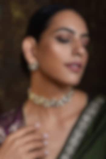 Gold Finish Kundan Polki Necklace Set by Swabhimann Jewellery at Pernia's Pop Up Shop