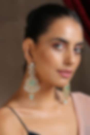 Gold Finish Kundan Polki Earrings by Swabhimann Jewellery at Pernia's Pop Up Shop