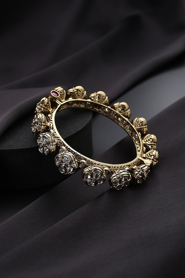 Gold Finish Kundan Polki Openable Kada by Swabhimann Jewellery at Pernia's Pop Up Shop
