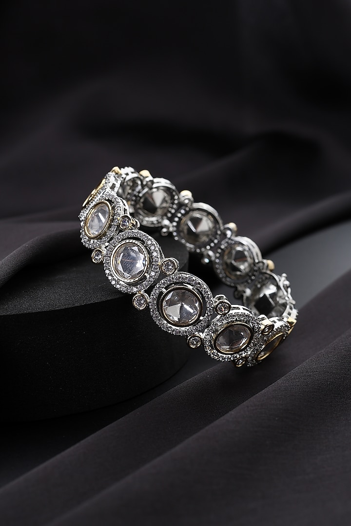 White Finish Kundan Polki Openable Kada by Swabhimann Jewellery at Pernia's Pop Up Shop