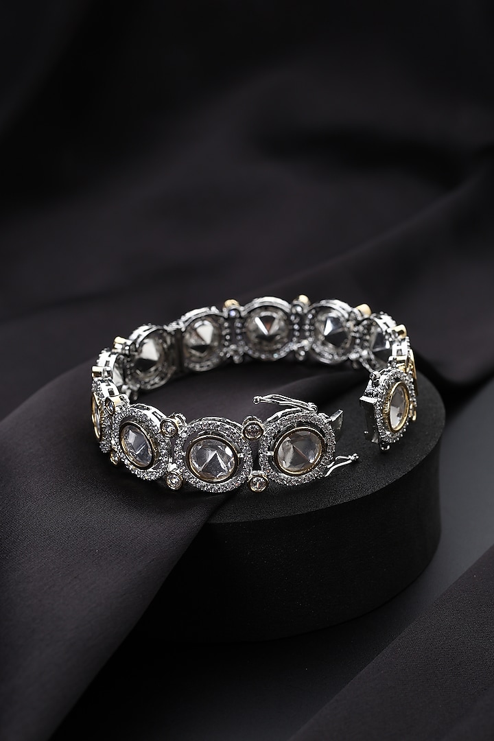 White Finish Kundan Polki Openable Kada by Swabhimann Jewellery at Pernia's Pop Up Shop