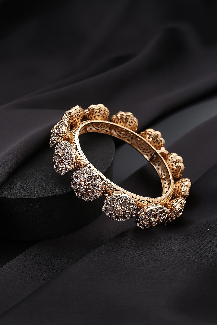 Rose Gold Finish Kundan Polki Openable Kada by Swabhimann Jewellery at Pernia's Pop Up Shop