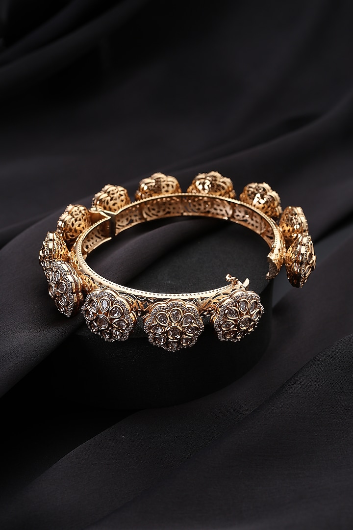Rose Gold Finish Kundan Polki Openable Kada by Swabhimann Jewellery at Pernia's Pop Up Shop