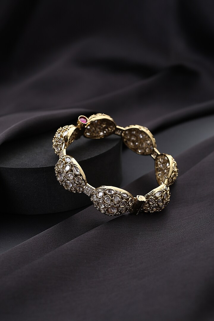 Rose Gold Finish Kundan Polki Openable Kada by Swabhimann Jewellery at Pernia's Pop Up Shop