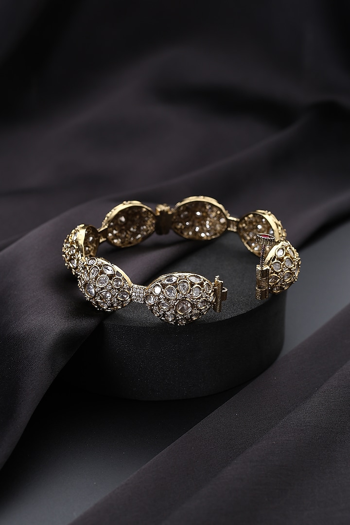 Rose Gold Finish Kundan Polki Openable Kada by Swabhimann Jewellery at Pernia's Pop Up Shop