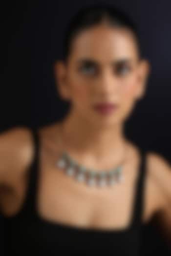 Gold Finish Kundan Polki & Mint Stone Hasli Necklace by Swabhimann Jewellery at Pernia's Pop Up Shop