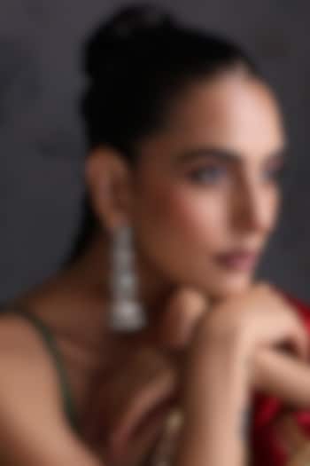 Gold Finish Green Kundan Polki Handcrafted Jhumka Earrings by Swabhimann Jewellery at Pernia's Pop Up Shop