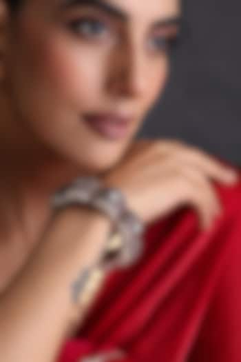 Gold Finish Red Kundan Polki Handcrafted Kada by Swabhimann Jewellery at Pernia's Pop Up Shop