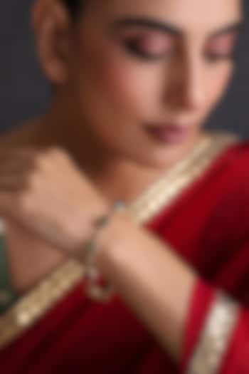 Gold Finish Multi-Colored Kundan Polki Handcrafted Bangle by Swabhimann Jewellery at Pernia's Pop Up Shop