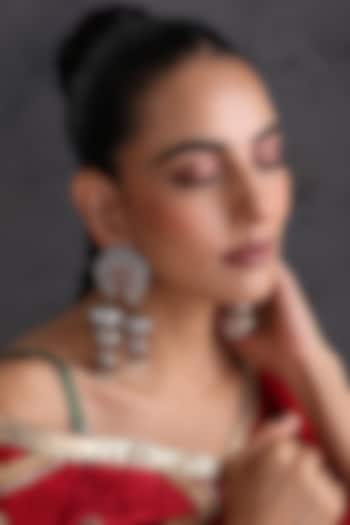 Gold Finish Red Kundan Polki Handcrafted Jhumka Earrings by Swabhimann Jewellery at Pernia's Pop Up Shop