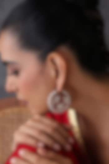 Gold Finish Red Kundan Polki Handcrafted Hoop Earrings by Swabhimann Jewellery at Pernia's Pop Up Shop