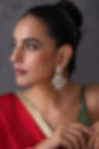 Gold Finish Red Kundan Polki Handcrafted Jhumka Earrings by Swabhimann Jewellery at Pernia's Pop Up Shop