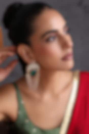 Gold Finish Emerald & Kundan Polki Handcrafted Dangler Earrings by Swabhimann Jewellery at Pernia's Pop Up Shop