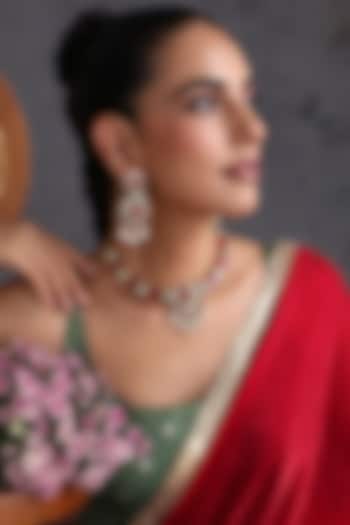 Gold Finish Ruby & Kundan Polki Handcrafted Hasli Necklace Set by Swabhimann Jewellery at Pernia's Pop Up Shop
