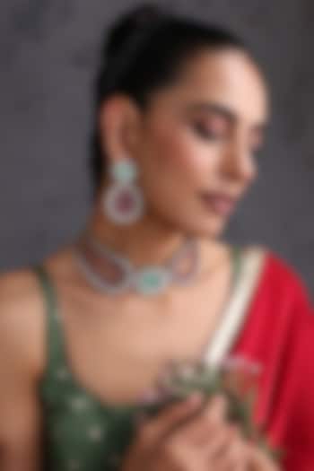 Gold Finish Ruby & Emerald Handcrafted Choker Necklace Set by Swabhimann Jewellery at Pernia's Pop Up Shop