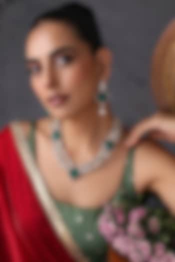 Gold Finish Kundan Polki & Emerald Stone Layered Necklace Set by Swabhimann Jewellery at Pernia's Pop Up Shop