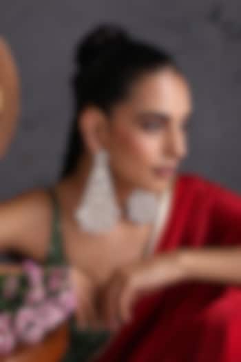Gold Finish Red Kundan Polki Handcrafted Dangler Earrings by Swabhimann Jewellery at Pernia's Pop Up Shop