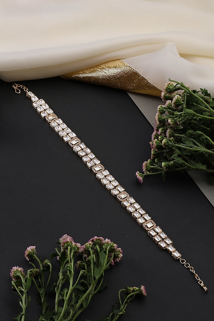Gold Finish Kundan Polki Handcrafted Sheeshpatti by Swabhimann Jewellery at Pernia's Pop Up Shop
