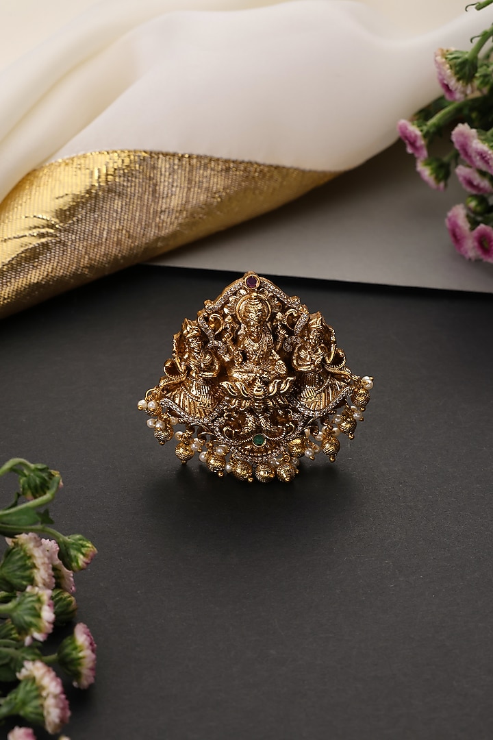Gold Finish Brass Temple Braid Pin by Swabhimann Jewellery at Pernia's Pop Up Shop