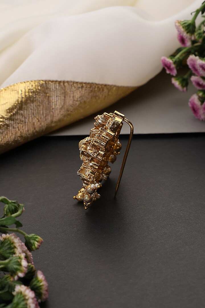 Gold Finish Brass Temple Braid Pin by Swabhimann Jewellery at Pernia's Pop Up Shop