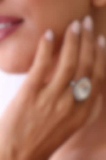 White Finish Kundan Polki Handcrafted Ring by Swabhimann Jewellery at Pernia's Pop Up Shop