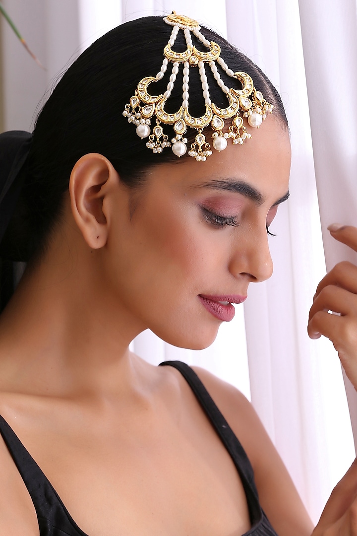 Gold Finish Kundan Polki & Pearl Pasa by Swabhimann Jewellery at Pernia's Pop Up Shop