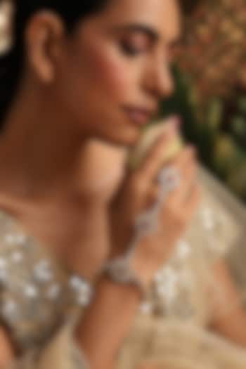 Gold Finish Kundan Polki & Red Stone Haathphool by Swabhimann Jewellery at Pernia's Pop Up Shop