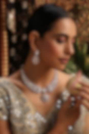 Rose Gold Finish Kundan Polki Necklace Set by Swabhimann Jewellery at Pernia's Pop Up Shop