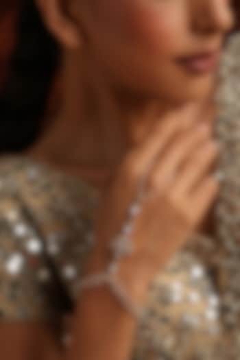 Rose Gold Finish Kundan Polki Haathphool by Swabhimann Jewellery at Pernia's Pop Up Shop