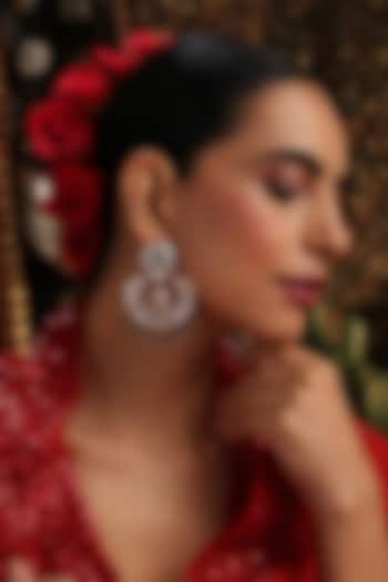 Rose Gold Finish Green Kundan Polki Chandbali Earrings by Swabhimann Jewellery at Pernia's Pop Up Shop