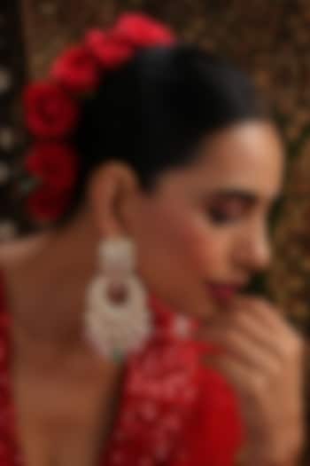 Gold Finish Multi-Colored Kundan Polki Chandbali Earrings by Swabhimann Jewellery at Pernia's Pop Up Shop