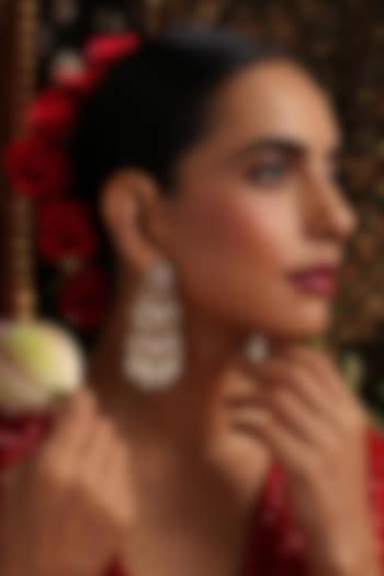 Gold Finish Red Kundan Polki Jadau Dangler Earrings by Swabhimann Jewellery at Pernia's Pop Up Shop