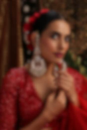 Gold Finish Kundan Polki Chandbali Earrings by Swabhimann Jewellery at Pernia's Pop Up Shop