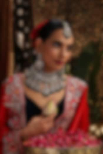 Gold Finish Kundan Polki & Green Stone Choker Necklace Set by Swabhimann Jewellery at Pernia's Pop Up Shop