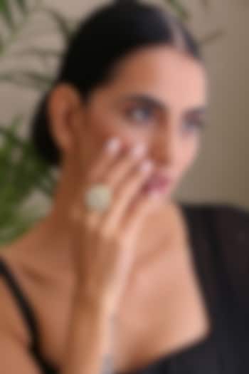 Gold Finish Emerald Stone Ring by Swabhimann Jewellery at Pernia's Pop Up Shop