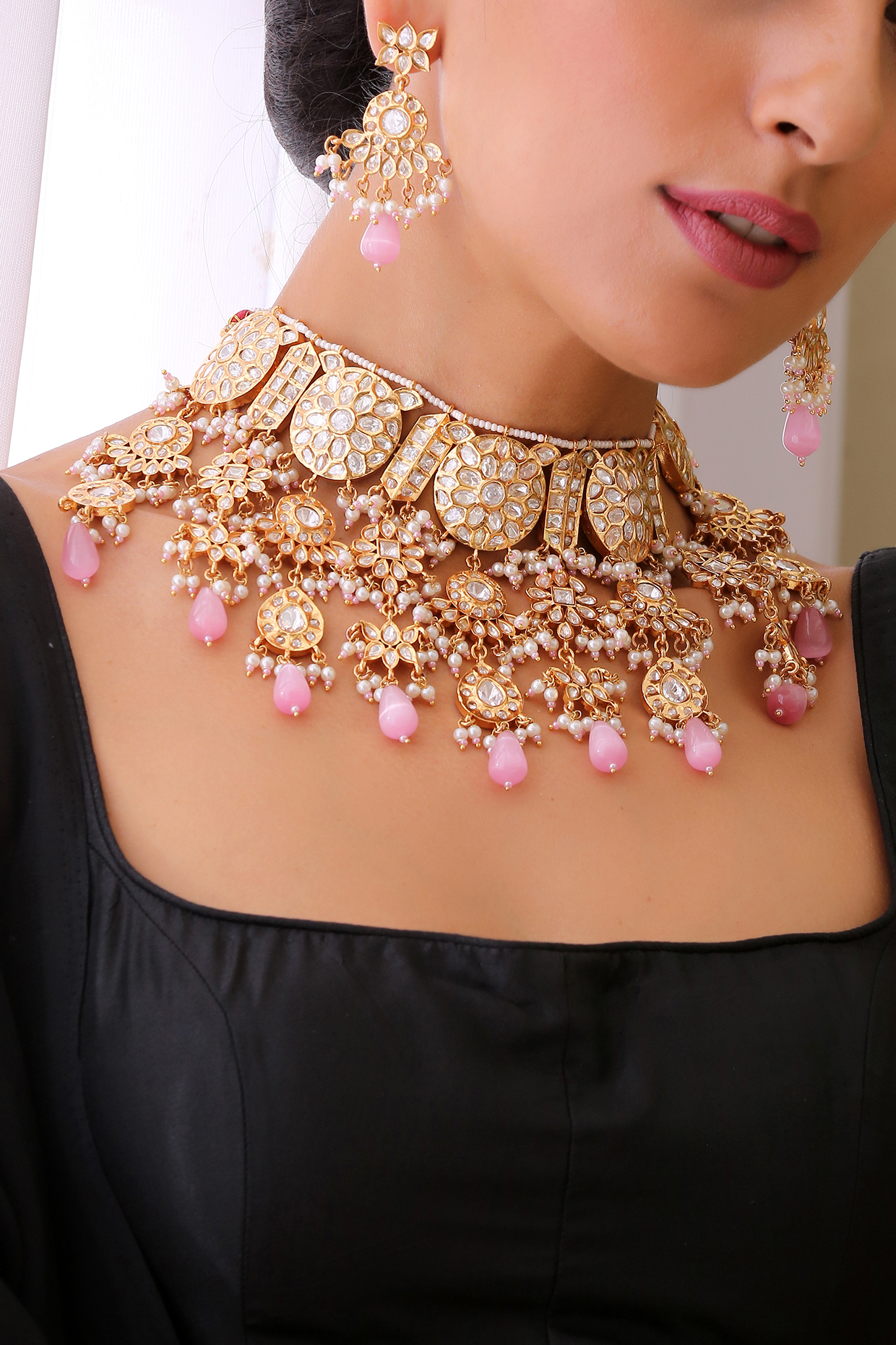 Royal Gold Rhinestone Statement Necklace By Nikita By Niki