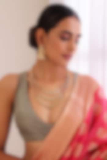 Gold Finish Kundan Polki & Jadau Layered Necklace Set by Swabhimann Jewellery at Pernia's Pop Up Shop